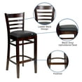 thumbnail image 4 of Emma + Oliver Ladder Back Barstool, Walnut Wood, Black Vinyl Seat, 4 of 12