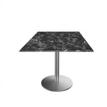 Indoor/Outdoor 30" Tall OD214 Stainless Steel Table Base with 22" Diameter foot and 32" x 32" Square Indoor/Outdoor Black Marble Top by the Holland Bar Stool Co.