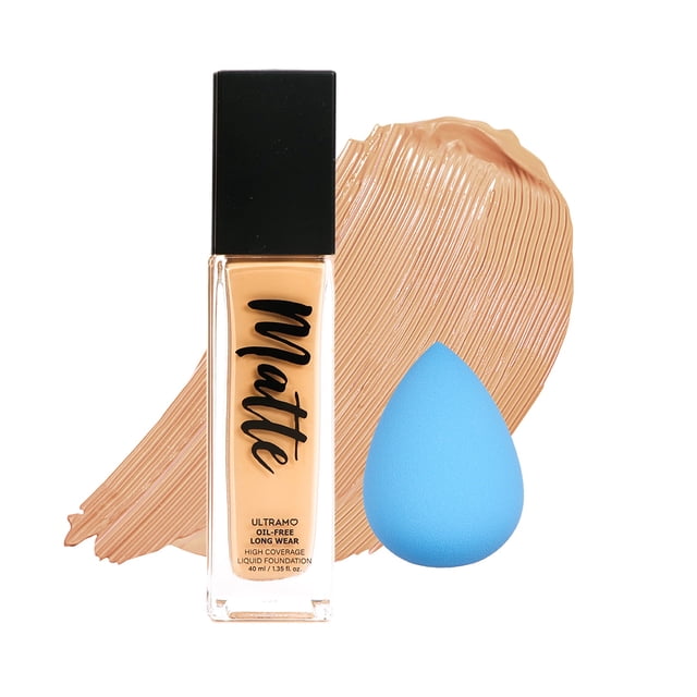 Base de Maquillaje Líquida Mate + Esponja Alta Cobertura Control Grasa de Larga Duración 40 ML ULTRAMO