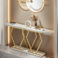 thumbnail image 5 of Tribesigns 70.9 Inch Extra Long Sofa Table， White and Gold Console Table with Faux Marble Tabletop, Modern Long Entryway Table with Gold Frame, 5 of 5
