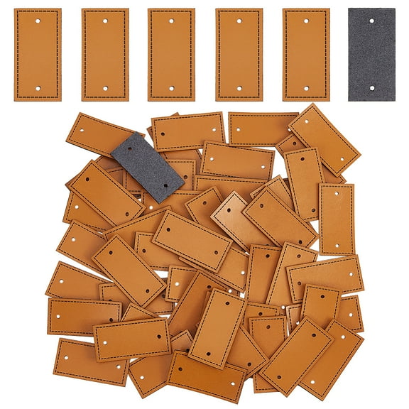 50pcs 50pcs Camel Leather Garment Labels 2x1 Inch Blank Leather Sewing Labels 2mm Thick Leather Tags Blank Leather Label with 2 Holes for Jeans Bags Clothing Sewing Accessories