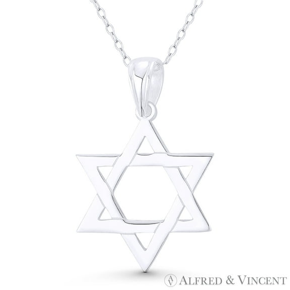 Star of David / Jewish Magen Charm 36x25mm (1.4x1in) Pendant in .925 Sterling Silver