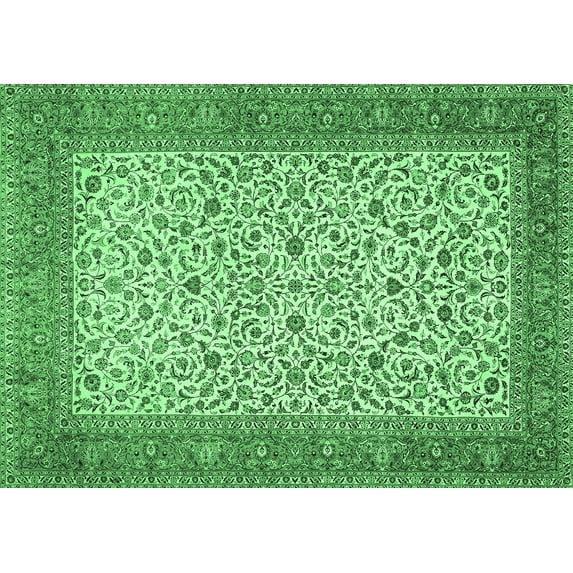 Ahgly Company Indoor Rectangle Persian Emerald Green Traditional Area Rugs, 8' x 10'