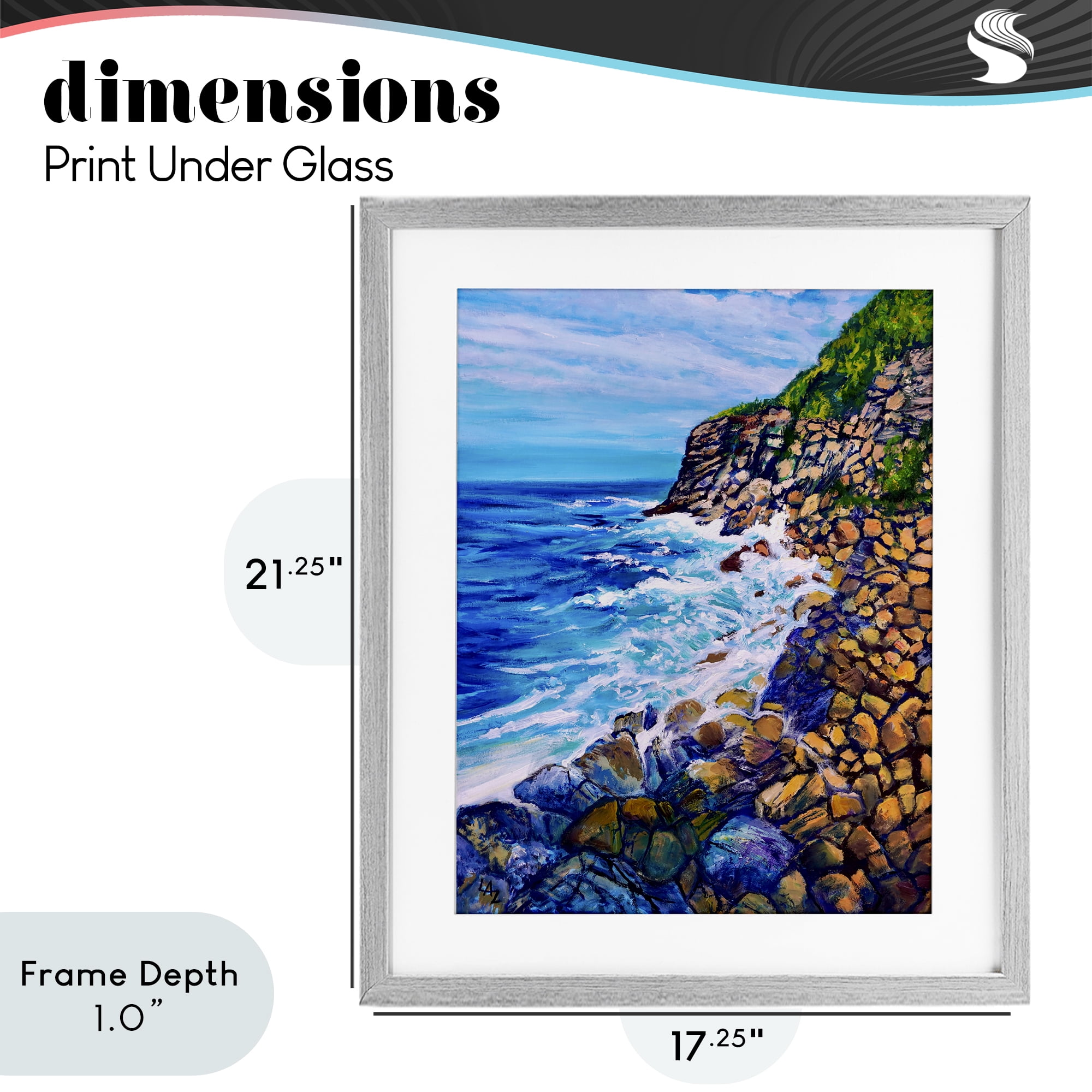 Stupell Industries Cliffside Ocean Spray Gray Framed Print Under Glass, design by Lee Ann Zirbes