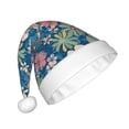 thumbnail image 2 of Fuzoiu Colorful Flowers Print Santa Hat Christmas Hat for Adults,Santa Hats with Pompom, Unisex Xmas Holiday Hat for Christmas New Year Festive Party Supplies, 2 of 6