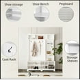 thumbnail image 3 of Hall Tree with Shoe Bench, Coat Rack ,Shoe Storage ,Storage Shelves and Pegboard, for Hallways, Halls and Bedrooms, White, 3 of 14
