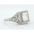 thumbnail image 2 of Asscher Cut Diamond Engagement Ring, Square Halo Diamond Ring, Antique Milgrain Ring, Openwork Filigree Ring, Engraved Shank Ring, 925 Sterling Silver, 2.5 Ct Simulated Diamond, 2 of 5