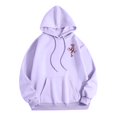 thumbnail image 4 of DHFJKG Womens Oversized Hoodies Floral Print Long Sleeve Sweatshirts Drawstring Pullover Tops Casual Fall Clothes, 4 of 5