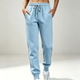 thumbnail image 2 of cfhntfmh Jogger Sweatpants for Women High Elastic Waist Drawstring Athletic Pants with Pockets Casual Winter Pants (Light Blue,X-Small), 2 of 5