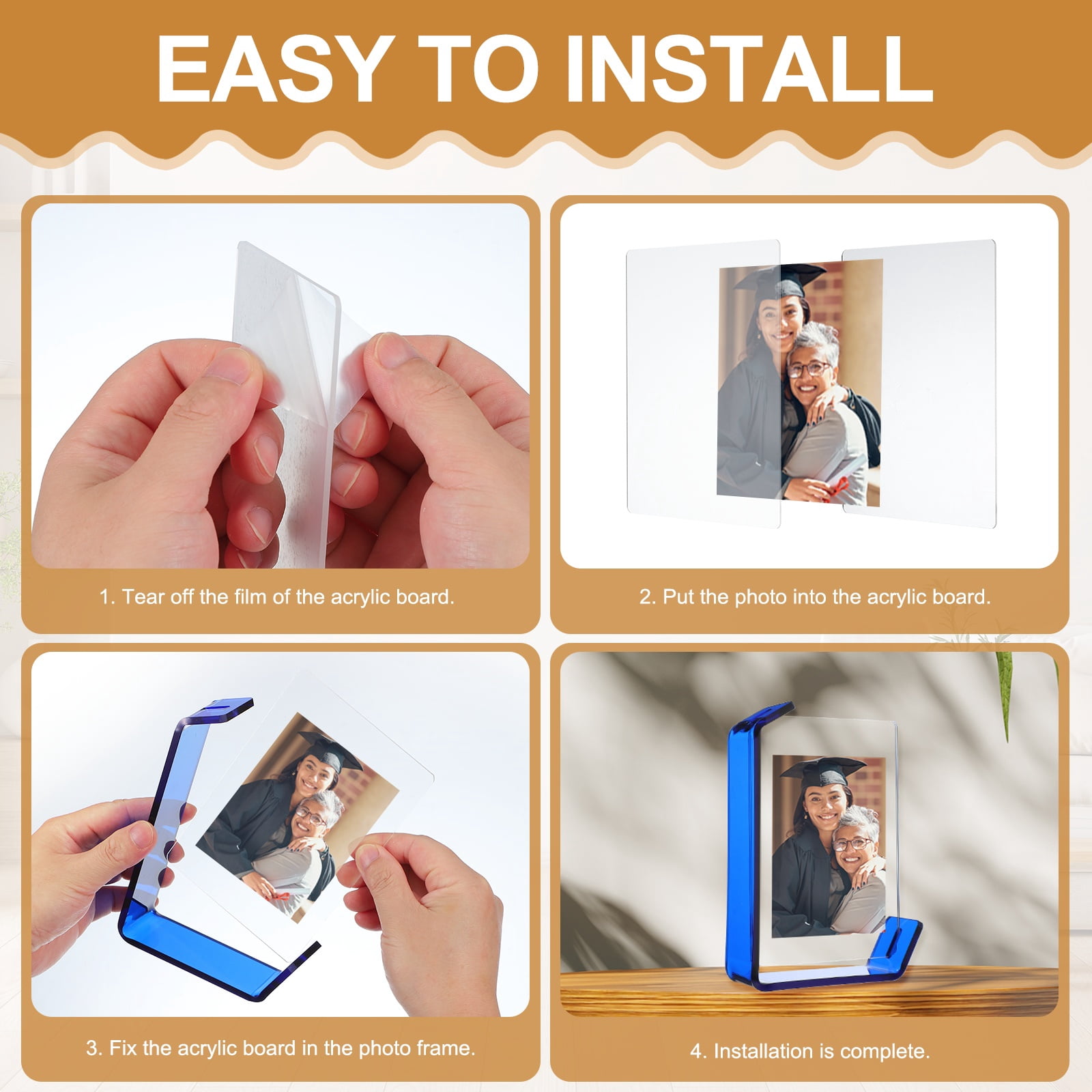 Unique Bargains Durable Acrylic Floating Picture Frame for Wall Colorful 5" x 7"