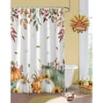 thumbnail image 2 of Thanksgiving Fall Shower Curtain, Sage Green Grey Pumpkins Waterproof Polyester Fabric Fall Bathtub Curtains, Weeping Eucalyptus Leaves Autumn Bathroom Decor Set with Hooks 72 x 72 Inches, 2 of 6