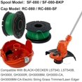 thumbnail image 2 of SF-080 String Trimmer Spool Line Replacement for Black and Decker GH3000, LST540, LST540B, GH3000BM String Trimmer 6PC SF-080-BKP Spool + 1PC 90583594N Cap, 2 of 9
