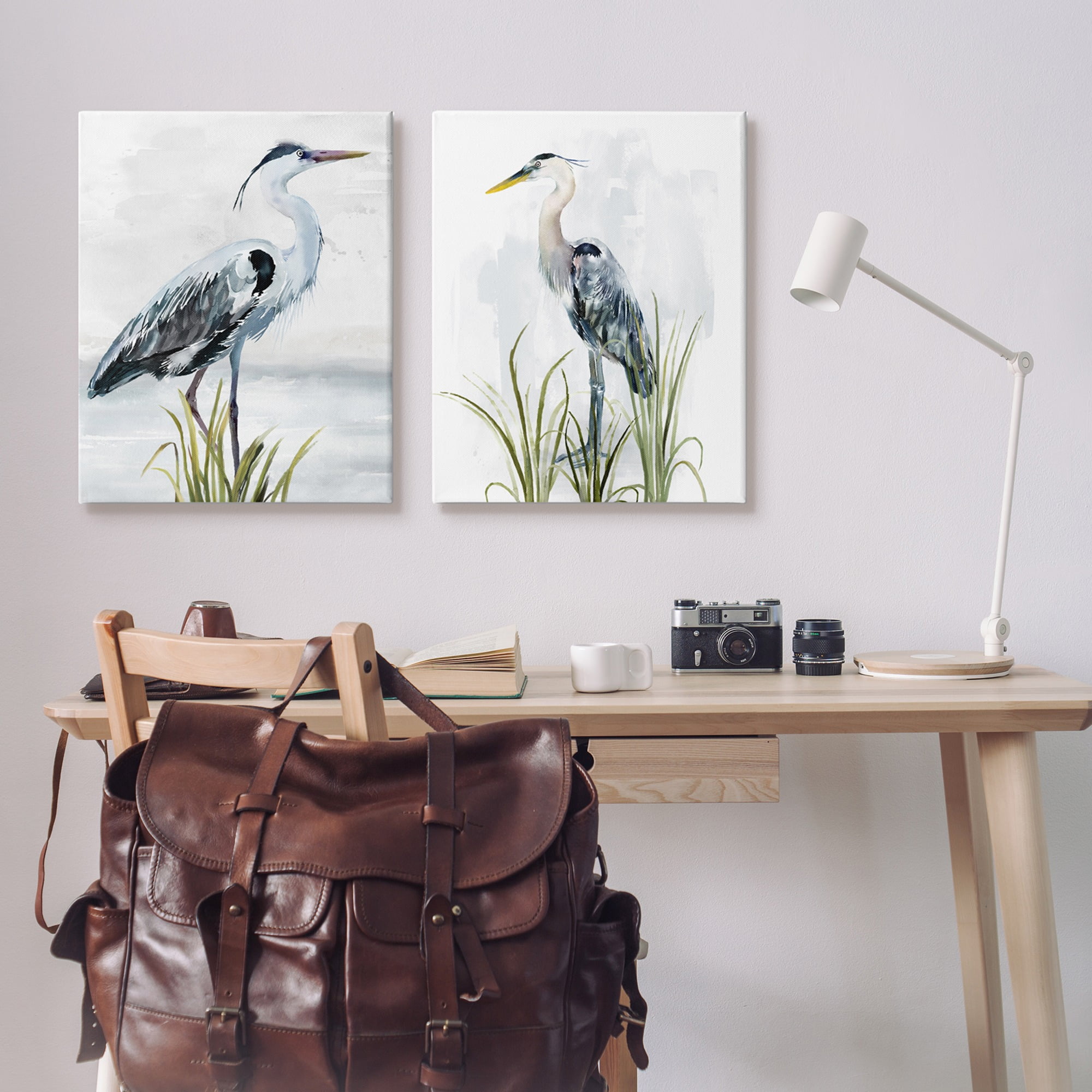 Stupell Industries Soft Nautical Egrets Animals & Insects Painting Gallery Wrapped Canvas Art Print Wall Art, 24 x 30, Set of 2