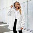thumbnail image 5 of Ndbuld Girls Fuzzy Fleece Jacket Children's Winter Solid Color Leisure Fashion Fleece-lined Warmth Long Sleeve Hooded Casual Outwear Jackets Kids 5-15Years, 5 of 9