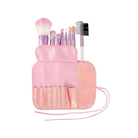 Zodaca Makeup Brushes Set, Powder, Foundation, Eye Shadow, Eyeliner and Lip with Pink Cosmetic Pouch Bag, 8