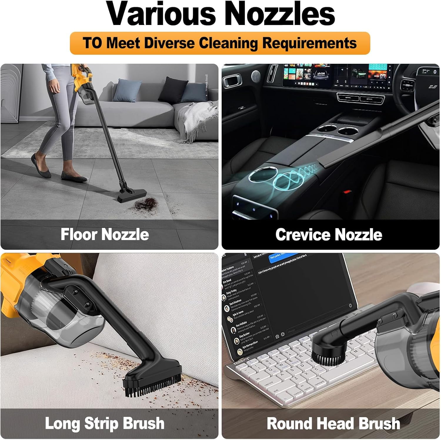 Cordless Vacuum for DeWalt 20V Battery, Portable Handheld & Stick 2-in-1 Cleaner with 16000Pa Suction, 10L Capacity, HEPA Filter, Attachments, Includes 1 Battery for Home, Car, Floor
