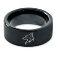 thumbnail image 2 of Tungsten Coyote Canis Canidae Watching Band Ring 9mm Men Women Comfort Fit Black Flat Cut Brushed Polished, 2 of 4