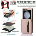 thumbnail image 5 of for Samsung Galaxy Z Flip 5 Luxury Zipper Wallet Phone Case, Multi-function Kickstand Card Holder Adjustable Crossbody Strap, Fashion Flip Case for Women and Girls RFID Blocking - Rosegold, 5 of 8