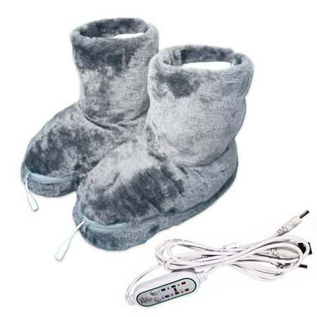 

Winter Warm Office Gifts Unisex USB Heating Boots USB Electric Heating Shoes Heating Boots Slippers GREY