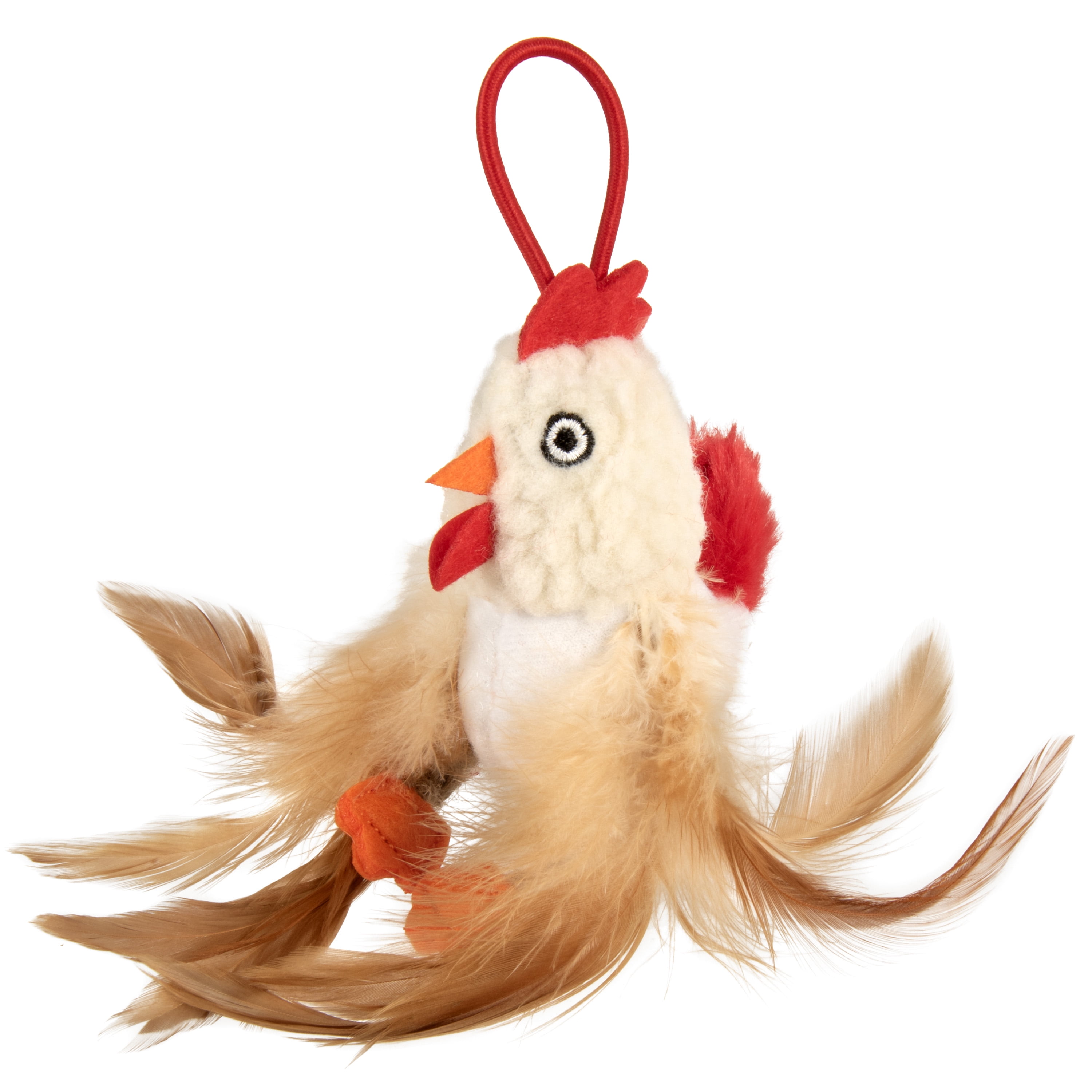 SmartyKat Hyper Hen Elastic Launcher Electronic Chicken Sound Cat Toy with Catnip, White