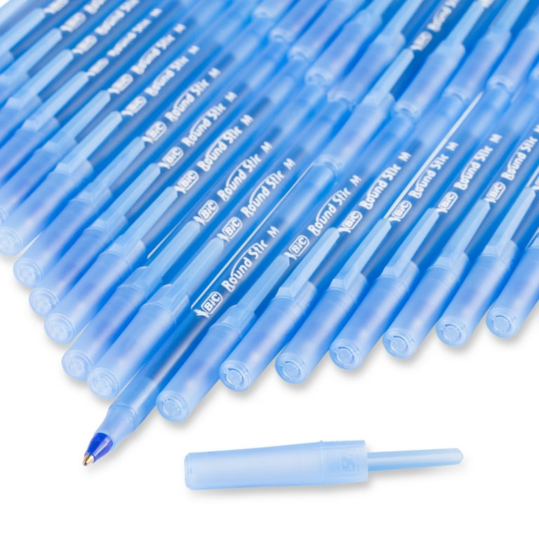 BIC Round Stic Ballpoint Pens - Fine Pen Point - Blue - Blue