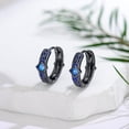 thumbnail image 3 of Black Celtic Hoop Earrings Sterling Silver Blue Viking Hoop Huggie Earrings Viking Jewelry Gift for Men, 3 of 6