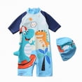 thumbnail image 4 of NOLDARES Cute Baby Boy Swimsuit Long Sleeve/Short Sleeved One Piece Bathing Suit Summer Infant Surfing Suit(Light Blue,6-7 Years), 4 of 5