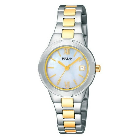 Pulsar Womens Analog Stainless Watch - Two-tone Bracelet - Pearl Dial - PH7295