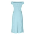 thumbnail image 4 of Efsteb Cocktail Dresses for Women Off Shoulder Pleated A Line Swing Midi Dress Elegant Formal Wedding Guest Evening Party Gown （Light Blue，S）, 4 of 6