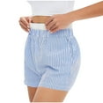 thumbnail image 2 of BiZtdJrK Womens Striped Boxer Shorts Comfy Breathable Pajama Shorts Elastic Waisted Baggy Casual Summer Shorts with Pockets Light Blue S, 2 of 8