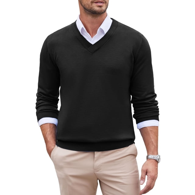 Suéter ligero de punto con cuello en V para hombre