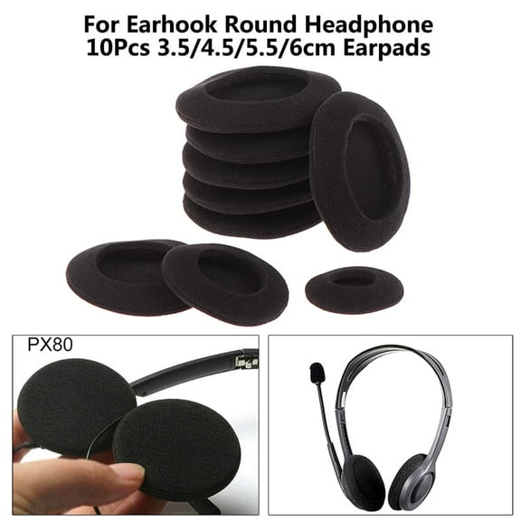 10Pcs Thick Foam Earpads Cushions Ear Pads 3.5/4.5/5.5/6cm for Round Headphone