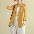 thumbnail image 2 of Vedolay Fall Tops for Women Womens Fashion 2023 Casual Long Sleeve Open Front Work Blazer Jackets with Pockets,Yellow M, 2 of 5