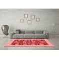 thumbnail image 3 of Ahgly Company Machine Washable Indoor Round Abstract Red Modern Area Rugs, 3' Round, 3 of 4