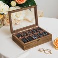 thumbnail image 3 of 10-Slot Watch Box, Watch Display Case with Large Glass Lid, Velvet Lining Jewelry Storage Holder for Men, Rustic Walnut, 3 of 5