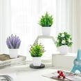 thumbnail image 3 of Tripumer 4pack Artificial Greenery with White Planter Mini Simulation Potted Plant Fake Eucalyptus Leaf Greenery for Desktop Home Office Bathroom Dining Table Farmhouse Decoration, 3 of 8
