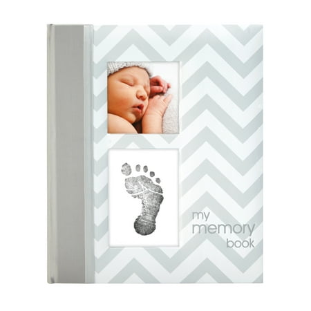 UPC: 0698904351184 | Pearhead Chevron Baby Book and Clean Touch Ink Pad Gray