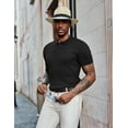 thumbnail image 2 of COOFANDY Mens Textured Polo Shirts Crochet Button Down Shirts Short Sleeve Collared Shirts, 2 of 5