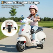 Costway Licensed VESPA 12V Kids Electric Motorcycle with Music Horn Story Training Wheels White