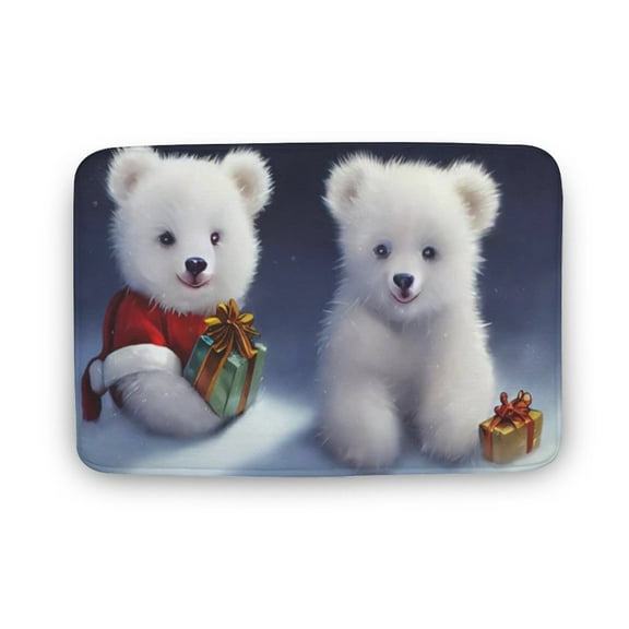 Christmas Doormat, Polar Bears Winter Doormat, Funny Doormat, Home Decor,Welcome Mat,Indoor Doormat,Front Back Door Mat Coral Velvet Rug 16”x24”