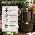thumbnail image 3 of 24.8" Tall Outdoor Water Fountain,Rustic Barrel Style Cascading Resin Waterfall with Warm LED Lights,Weather-Resistant Patio Fountain for Patio Yard Porch,Brown Gray, 3 of 8