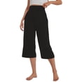 thumbnail image 5 of ZICTH Wide Legs Pants Women Clearance Stretch Knit Elastic Waist Slant Pocket Loose Running Yoga Casual Capri Pants Sweatpants Women, 5 of 6