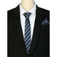thumbnail image 5 of INSPIRE CHIC Men's Stripes Tie Set Self-Tied Necktie Pre-Tied Bow Ties Pocket Square Sets for Formal Navy Blue Yellow Stripe, 5 of 6