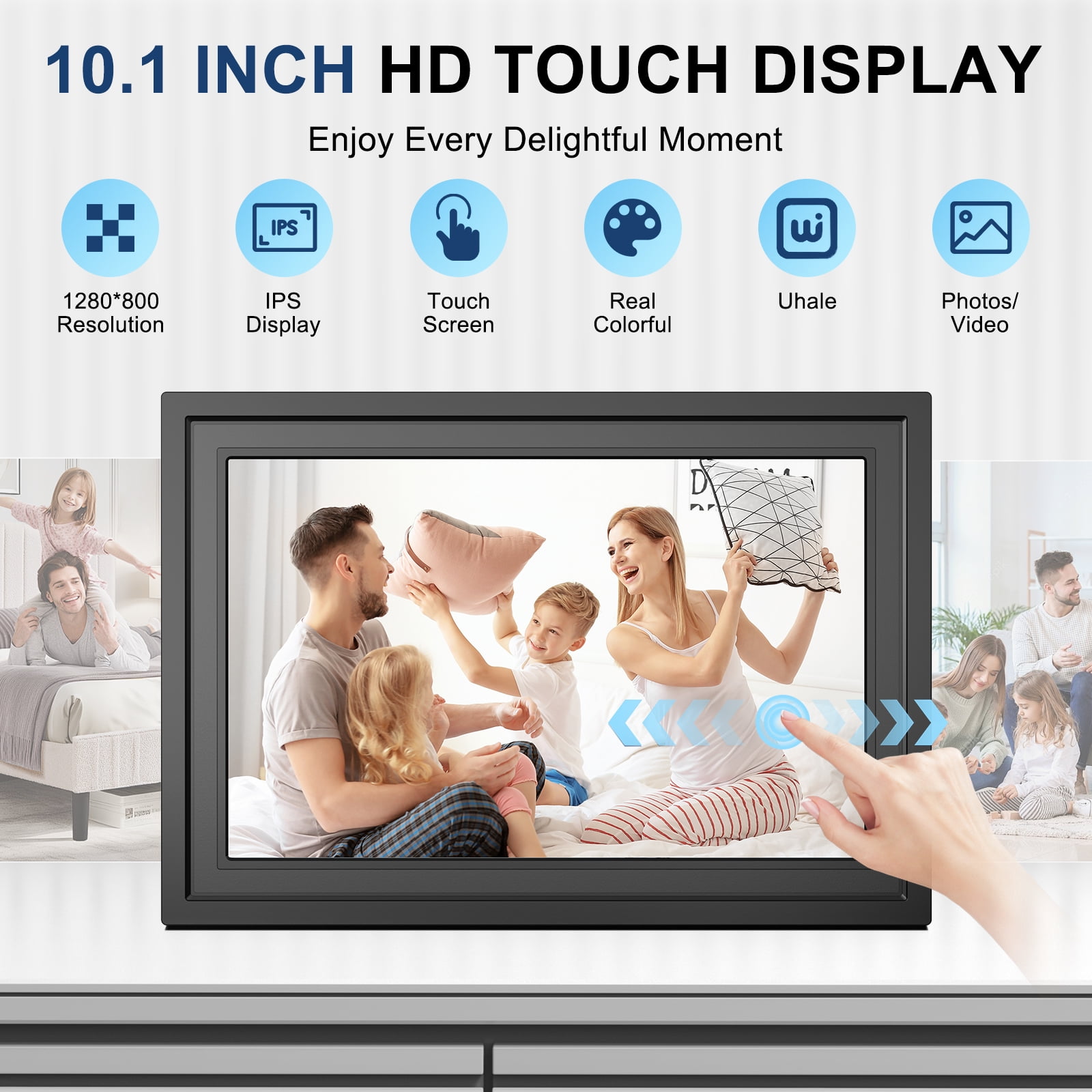 Digital Picture Frame - Uhale WiFi 10.1 inch IPS Touch Screen Digital Photo Frame Display for Gifting, 32GB Storage Support 64G TF Card, Auto-Rotate, Share Photos Via Uhale App from Anywhere