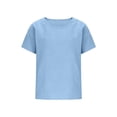 thumbnail image 6 of Gauze Shirts for Women Casual Crew Neck Short Sleeve Tops Lightweight Loose Boho Blouses Summer Beach Vacation Outfits Sky Blue S, 6 of 7