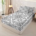 thumbnail image 2 of jejeloiu Elegant Damask Zipper Twin Comforter Sets with Fitted Sheet and 2 Pillowcases For Men Women,Floral Pattern Zipper Bedding Set,Black White,Reversible,4-Piece, 2 of 7