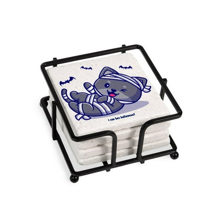 

CafePress - I Can Has Halloween - Tile Coaster Drink Coaster Set of 4 w/ holder