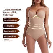 Shapewear Bodysuit for Women with Chest Pad Tummy Control Body Shaper for Women Hip Lifting Function (Beige)
