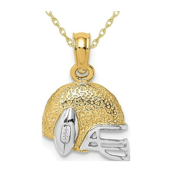 Gem & Harmony 14K Yellow Gold Football Helmet Pendant with Chain for Men