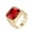 Gold Red, variant on Stainless Steel Square Gemstone Ring for Men Tattoo Style Etched Band Textured Art Inspired Jewelry Gold Black Size 9